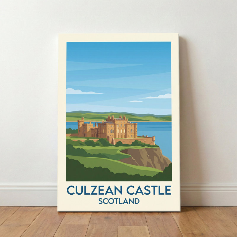 Culzean Castle, Scotland - Romantic Coastal Castle Travel Poster. Giclee Print On Wrapped Canvas. Wall Art, Home Decor - Castles & Palaces, Scotland - Wrapped Canvas Print