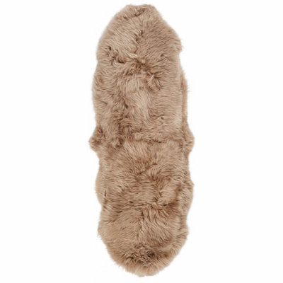 Solid Colour Sheepskin Hand Woven 60cm X 160cm Area Rug