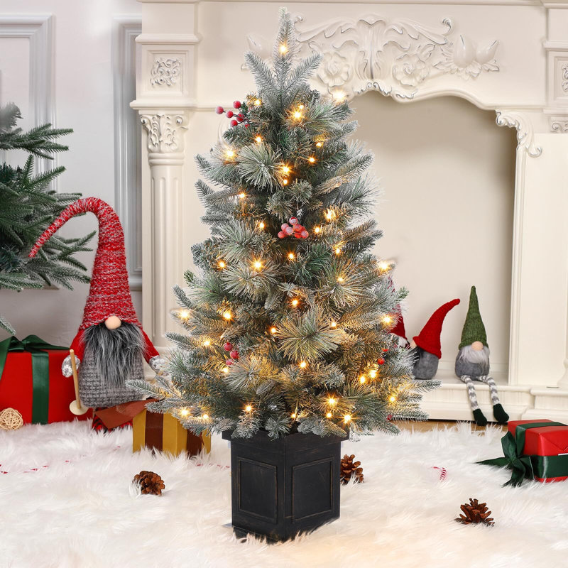 Arbre de Noël enneigé 3 pi avec pile 78 lumières DEL 8 modes Prelit Premium