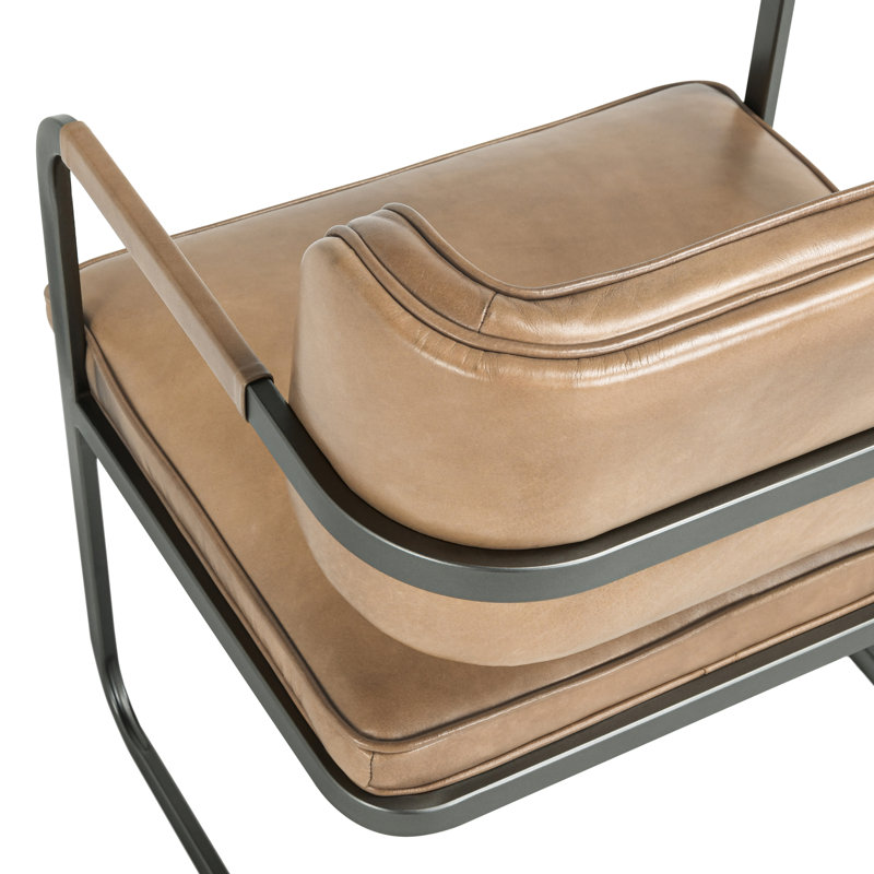 Chaise en cuir Fonda, Brun clair et noir