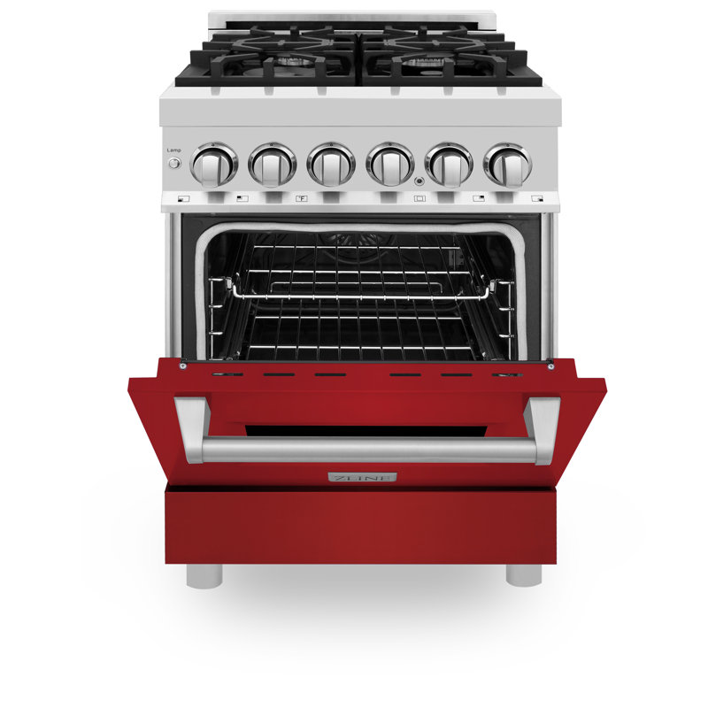 ZLINE 24" Legacy Dual Fuel Range w/ 4 Burner, Red Matte