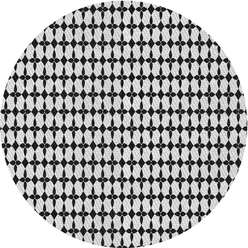 Tapis noir/blanc à motifs Zandra, Rond 4 pi