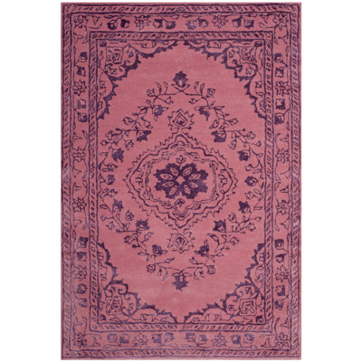 Samaniego Hand Tufted Viscose/Wool Oriental Rug in Pink