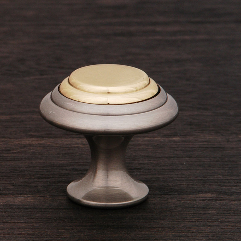 CK Series 1 1/4" Diameter Mushroom Knob, Satin Nickel (Pewter) / Brass