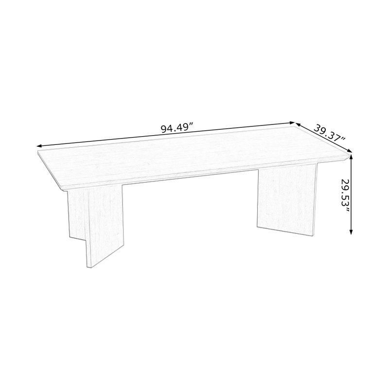 Bureau rectangulaire en bois massif Burlywood, H 29,53 po x l 94,49 po x P 39,37 po