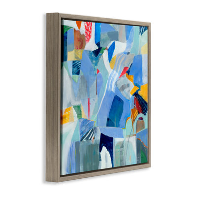 "Chaotic Blue Composition", art mural encadré noir par Jill Martin