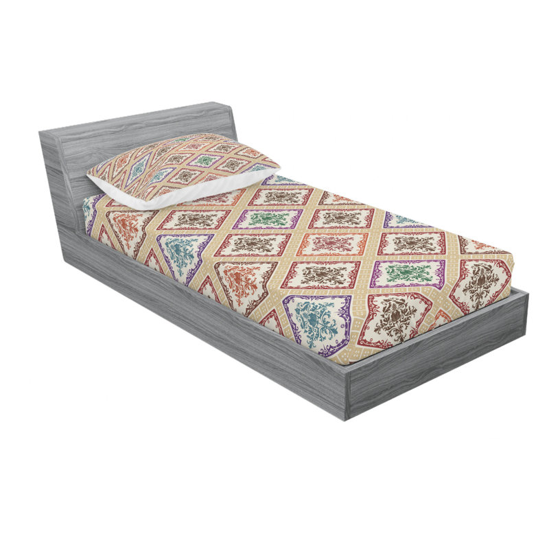 Microfiber Damask Sheet Set, Twin XL Sheet Set with Fitted Sheet