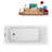59" Streamline Freestanding Soaking Acrylic Bathtub With Drain and Bamboo Tray-75224196