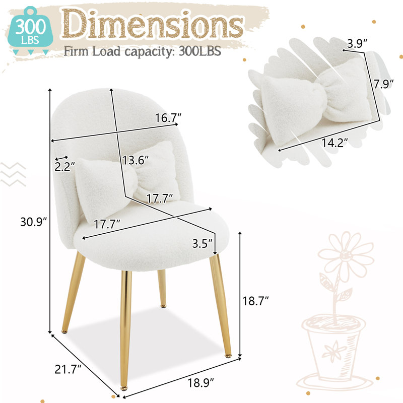 Fauteuil de maquillage l 21,26 po Winao, Crème