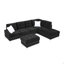 Canapé modulaire 3 places avec méridienne, repose-pieds avec rangement, pieds en métal et clous en cuivre-1332804384