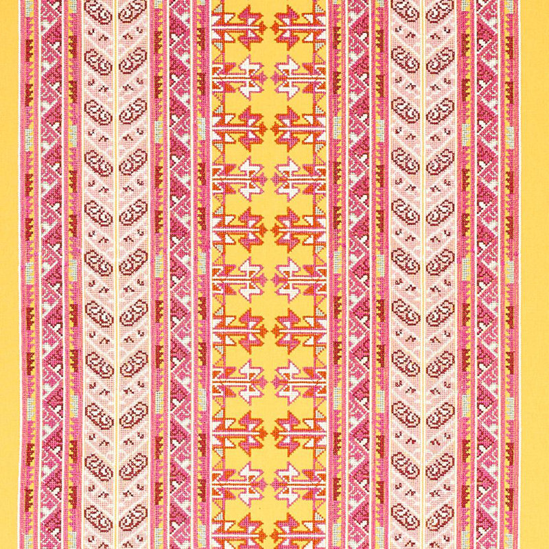 Vinka Embroidery Fabric, Pink/Yellow