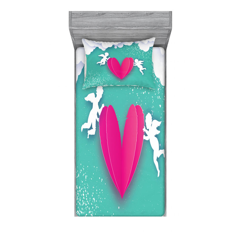Ensemble de draps Angel Wings, Ensemble de draps pour lit simple avec drap-housse