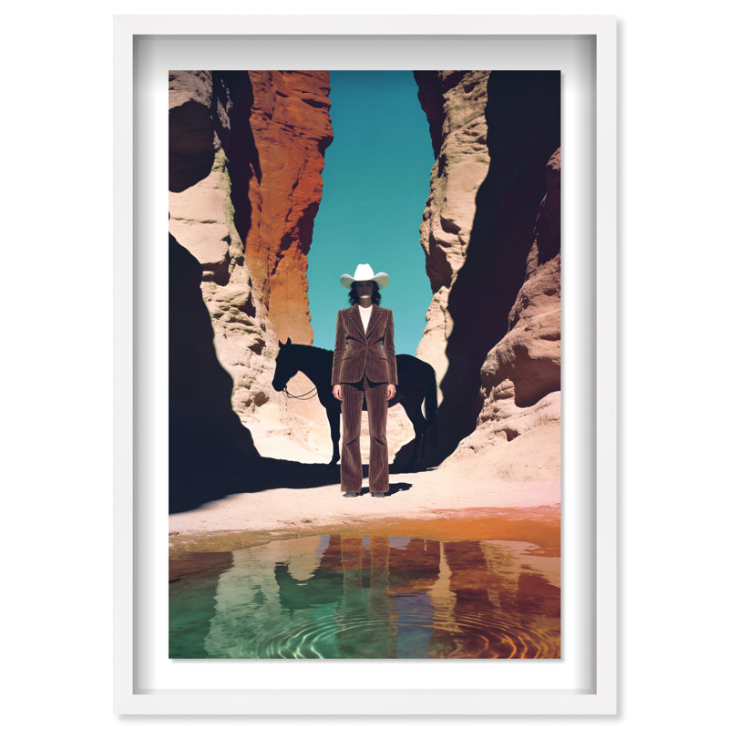 Cowgirl's Surreal Print by Oliver Gal, 11.5"H x 16.5"W, White Shadowbox