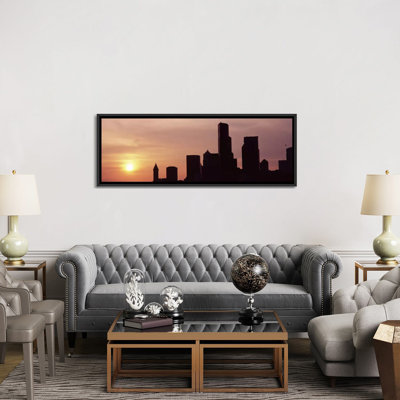 «Silhouette of Buildings at Dusk, Seattle, King County, Washington State», reproduction de photo sur toile tendue