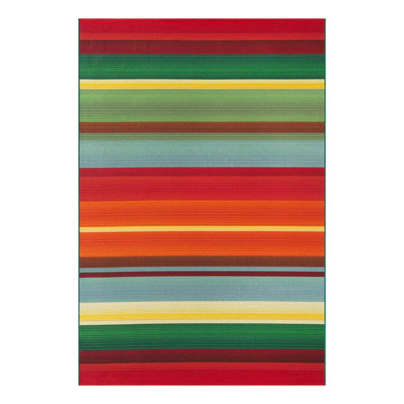 Meliton Washable Striped Indoor / Outdoor Rug, Rectangle 5'3" x 8'