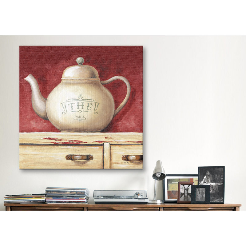 « the paris tea pot » par lisa audit, reproduction d’art sur toile tendue, H 37 po x l 37 po x P 1,5 po