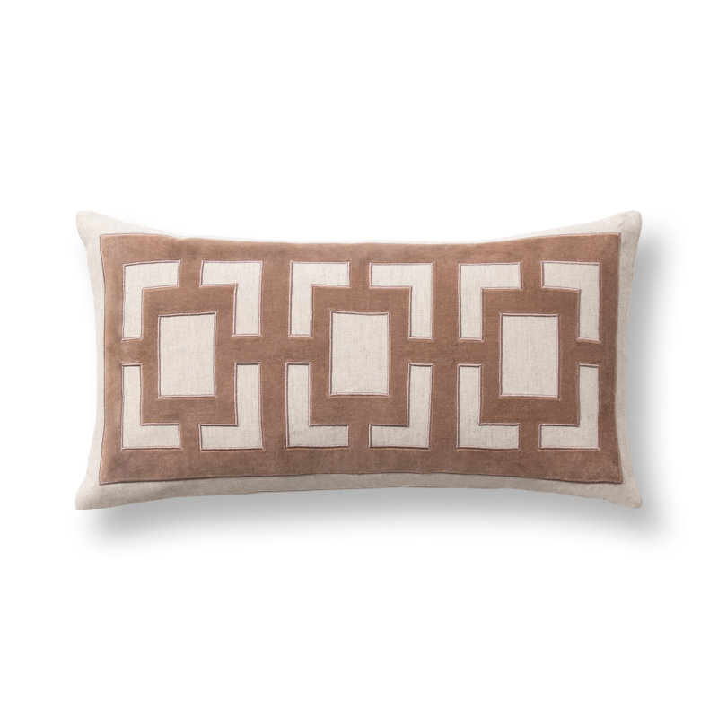 Corbin Cotton Blend Throw Pillow, Frothed Brown, Rectangle 14"H x 26"W