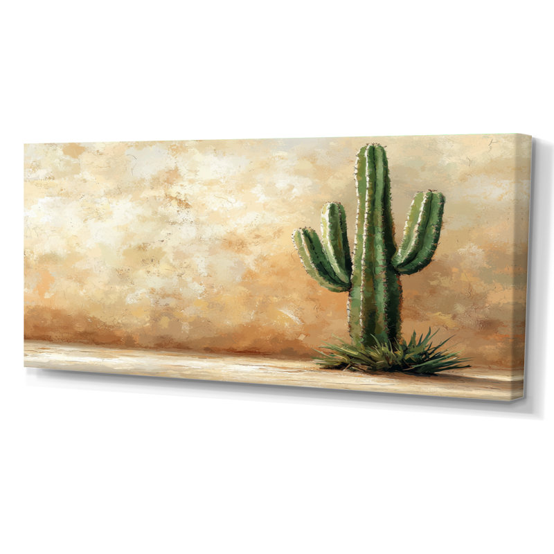 Cactus dans le désert VI - art mural cactus, H 28 po x l 60 po, Toile tendue sur cadre, Ne s’applique pas