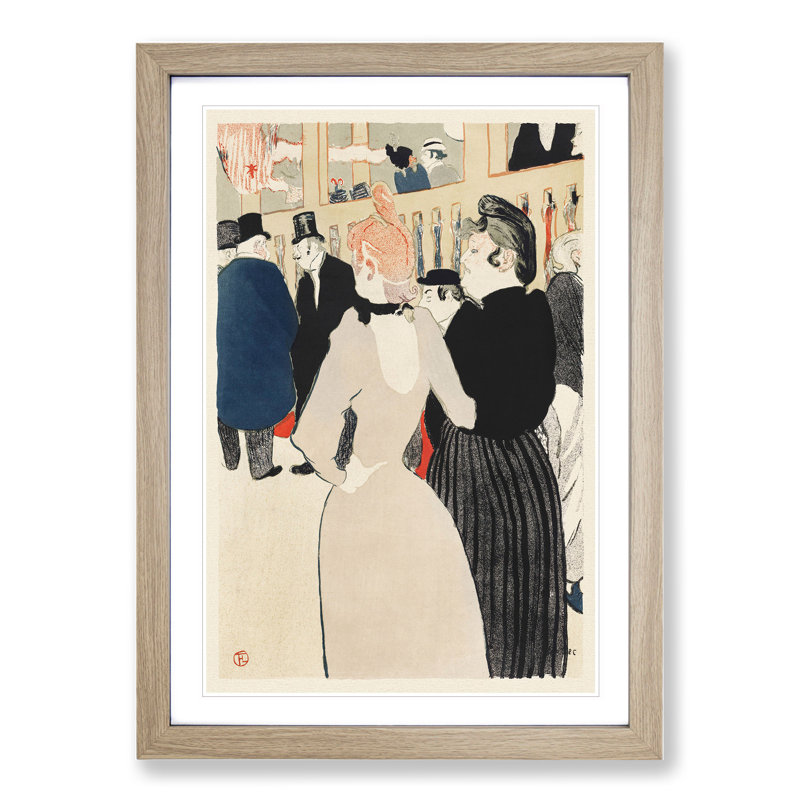 La Goulue and Her Sister Vol.2 by Henri De Toulouse-Lautrec - Picture Frame Painting, Oak Framed, 65cm H x 48cm W x 2cm D