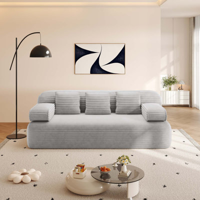 Frameless Convertible Sofa Bed with Plush Corduroy Comfort