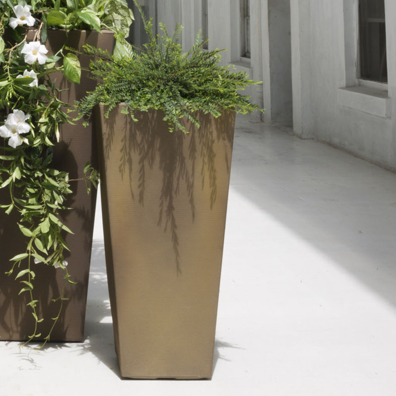 Plastic Pot Planter, Mocha, 34.7" H x 17" W x 17" D