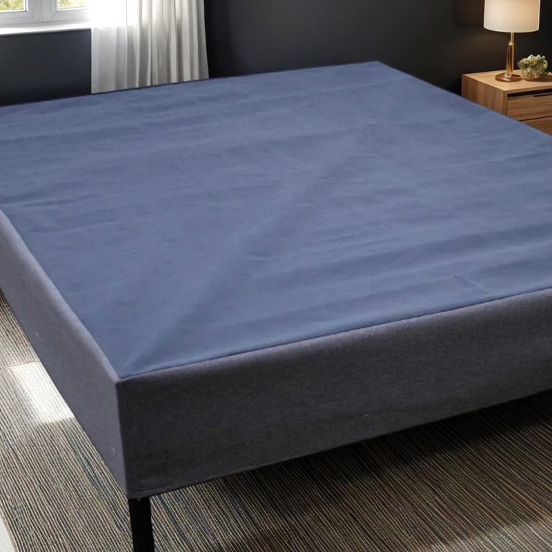 Twin Foundation In Black And Gray Tones, Heavy Duty Frame Box Spring A Single Piece, Can Function With Or Without Legs, Effortless Setup, Suitable For Standard Mattress Sizes, 1000 Lb Capacity, 42.06
