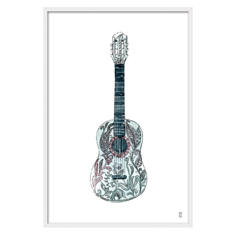 Objects Guitar by César Ortiz Echagüe - Single Picture Frame Painting, 60cm H x 40cm W x 3cm D