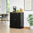 Sideboard Storage Cabinet with Solid Wood Top and Adjustable Shelves for Entryway Small Spaces