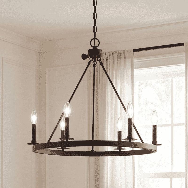 Lustre 6 lumières façon bougie Fontanne, Noir mat, E12/candélabre, Non