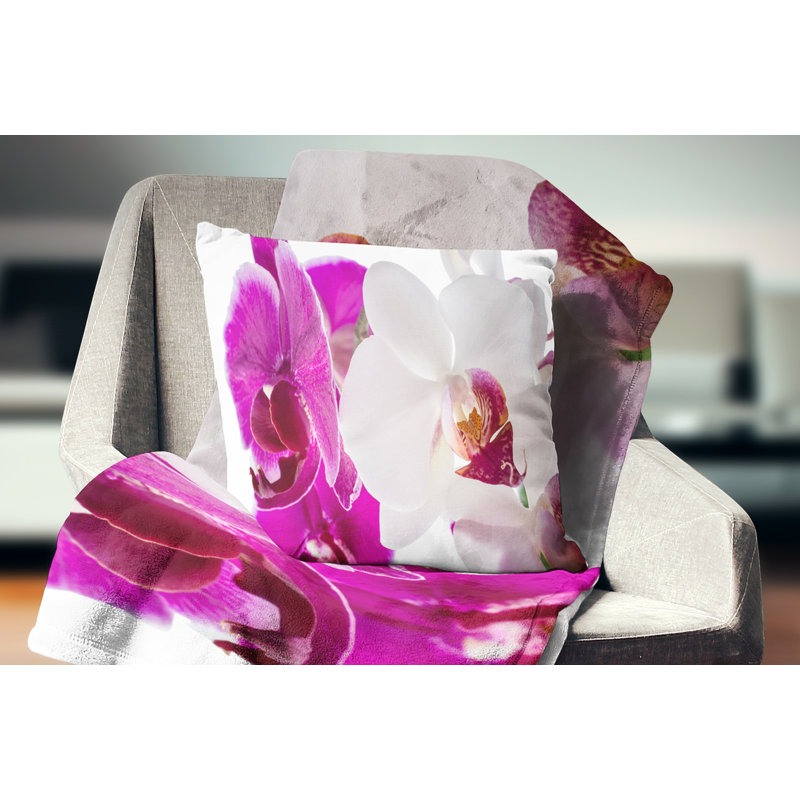 Oreiller floral orchidées Abstract, 16 po x 1 po, Coussin décoratif