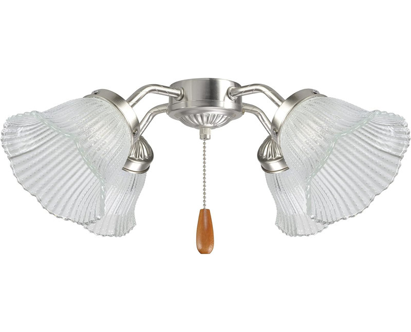 Clear Beaded Glass Bell Ceiling Fan Replacement Shades, Set of 4