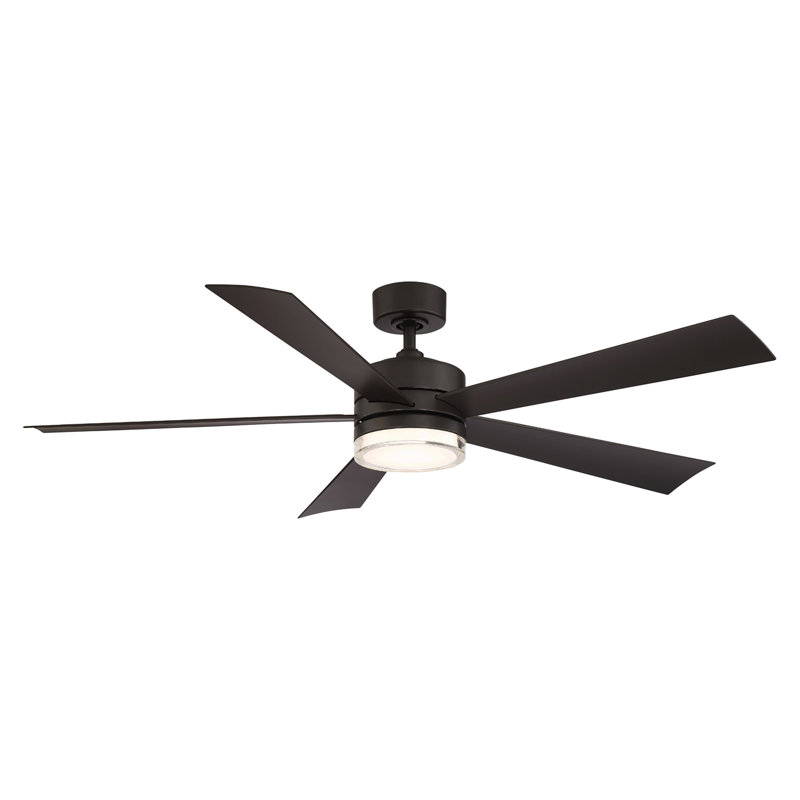 Ventilateur de plafond intelligent à cinq pales d'extérieur et d'intérieur Wynd avec télécommande et ensemble d'éclairage DEL inclus fonctionnant avec les applis Alexa, iOS ou Android