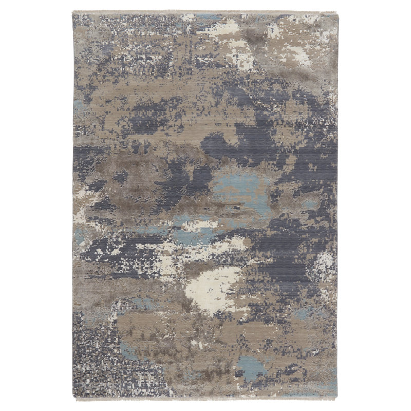 Tapis abstrait gris, Rectangle 5 pi 3 po x 7 pi 6 po