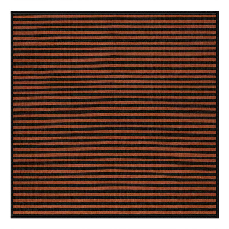 Machine Washable Horizontal Stripes Brown Area Rug, Square 4'