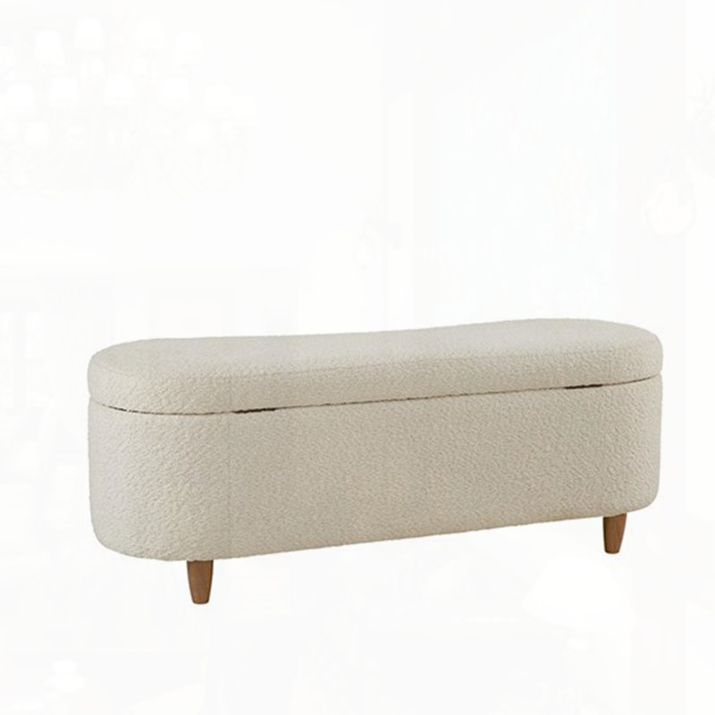 Boucle Flip Top Storage Bench, Cream