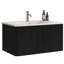 Meuble-lavabo contemporain de 30 po avec chêne rayé noir, lavabo blanc et espace organisé.-754257065-754257066