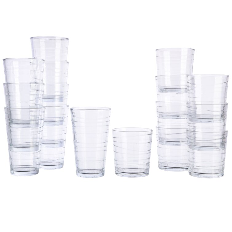 Gibson Home 16 Piece Swirl Clear Assorted Glassware Set