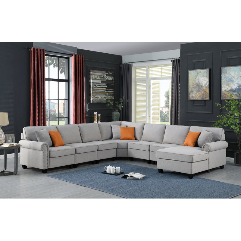 Canapé modulaire Margrettra, Mélange de polyester - gris clair