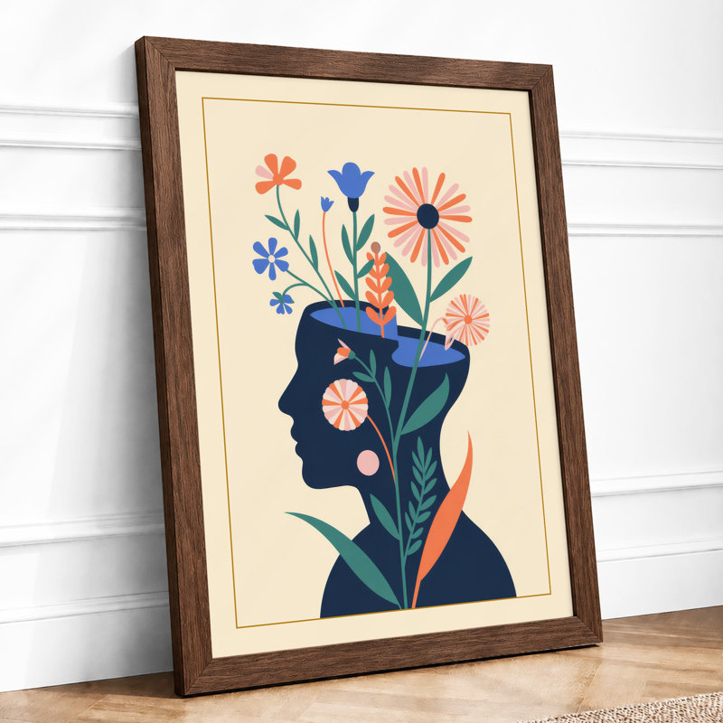 Thoughts in Bloom Modern - Framed Print, A2 - 59.4 x 42.0 cm, Walnut