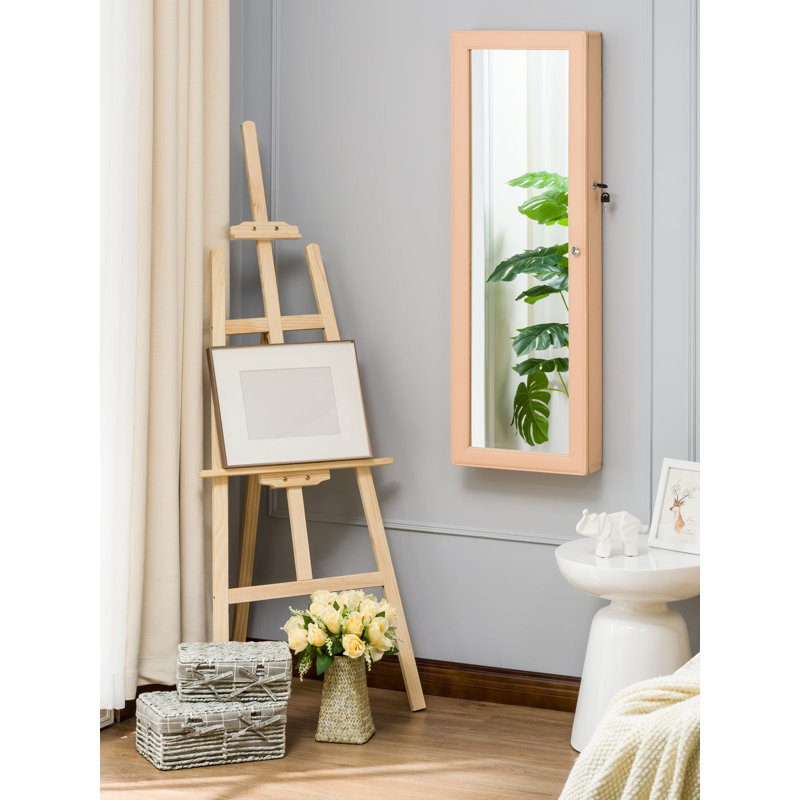 Armoire à bijoux murale avec miroir Grimmage, Rose