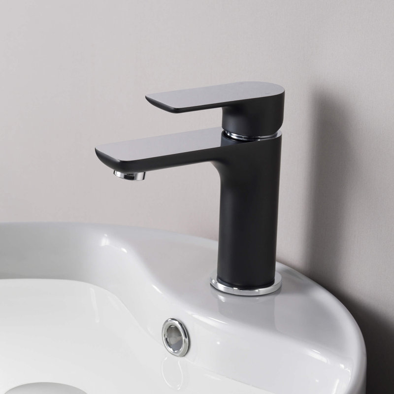 Tender Single-handle Bathroom Faucet with Drain Assembly, Chrome/Matte Black