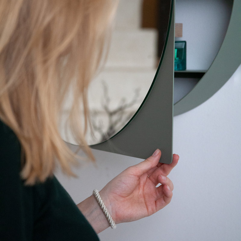 Spinder X BUDDE Steel Mirror, 55 cm H x 55 cm W, Green