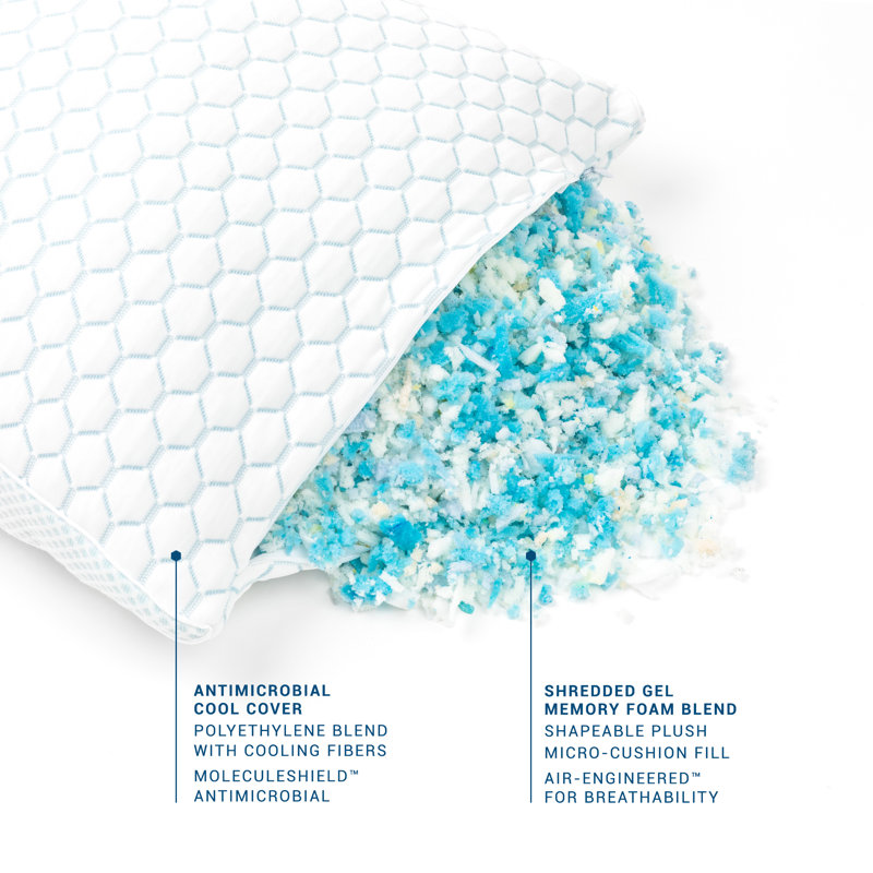 Standard White Cooling Gel Memory Foam Adjustable Pillow