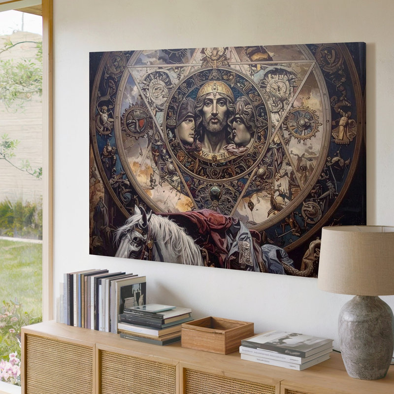 Toile, art médiéval et mystère, H 20 po x l 20 po