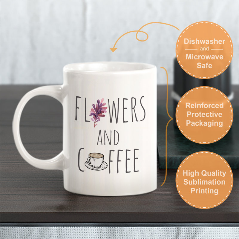 Fleurs et café minimalistes, 11 oz