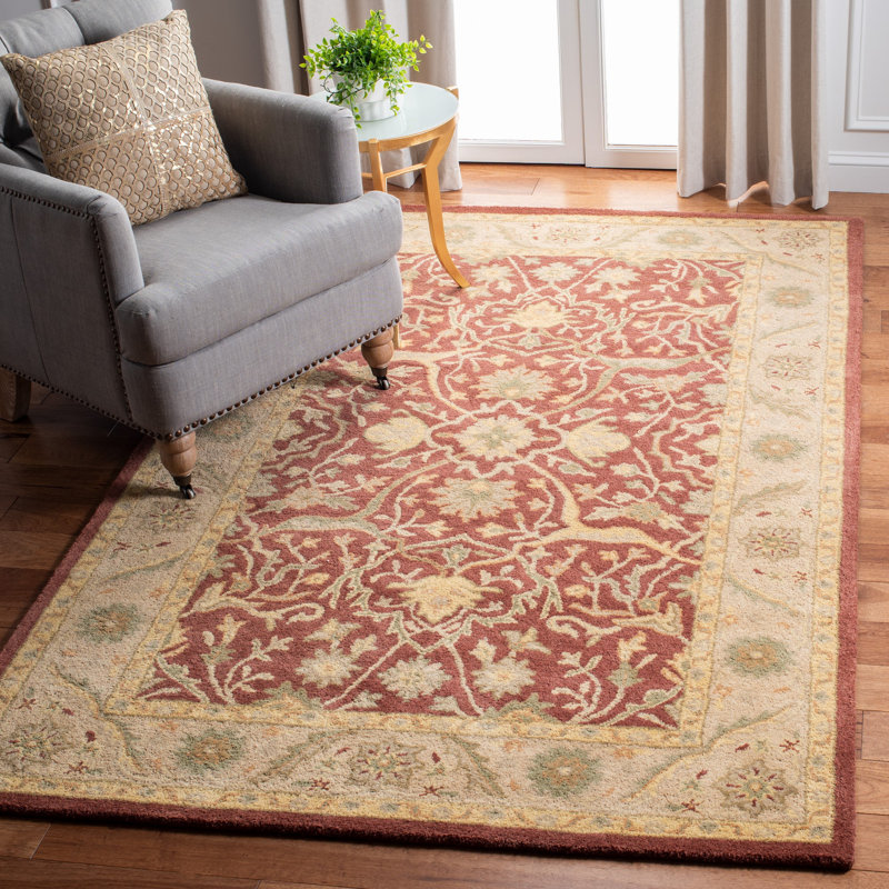 Traver Hand-Tufted Wool Rust Area Rug, Runner 2'3" x 12'