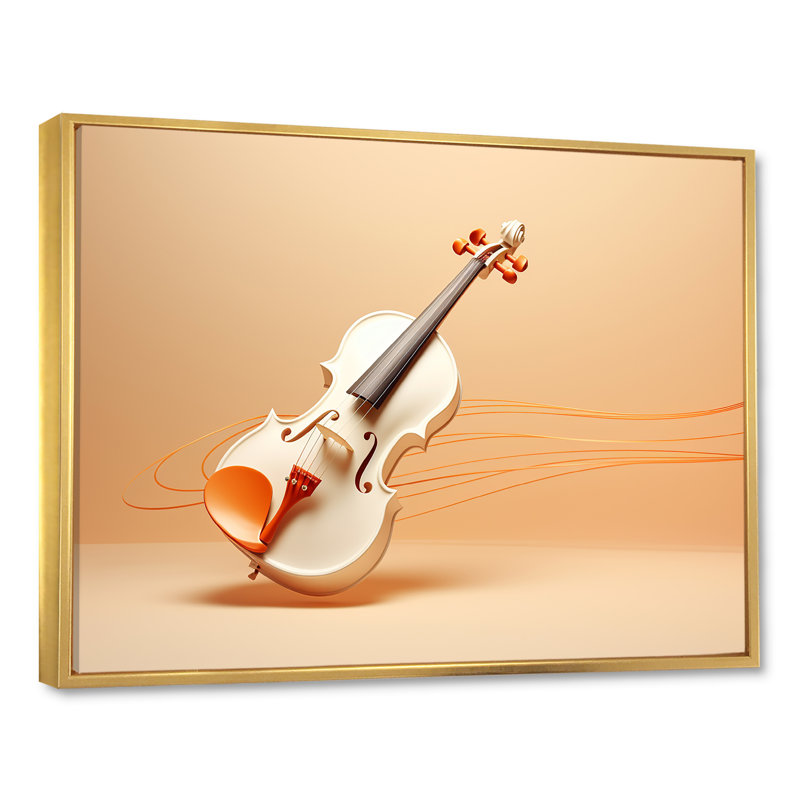 «Vibrant Violin Auburn Elegance III», reproduction sur toile, Cadre flottant doré, H 34 po x l 44 po x P 1,5 po