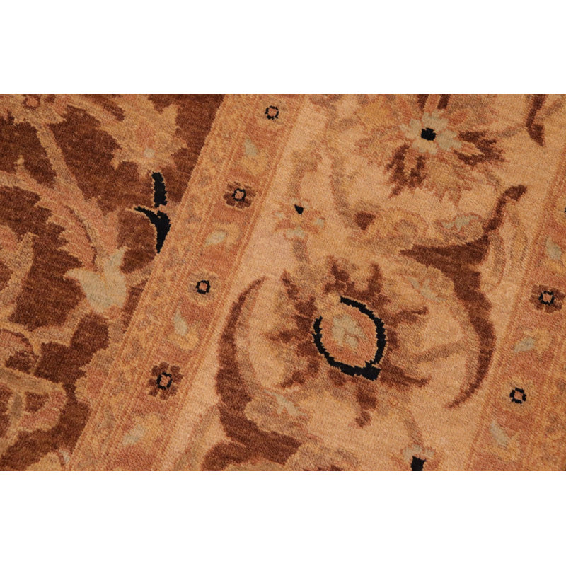 Tapis oriental brun en laine noué à la main 6 pi 2 po x 9 pi 1 po Baccio