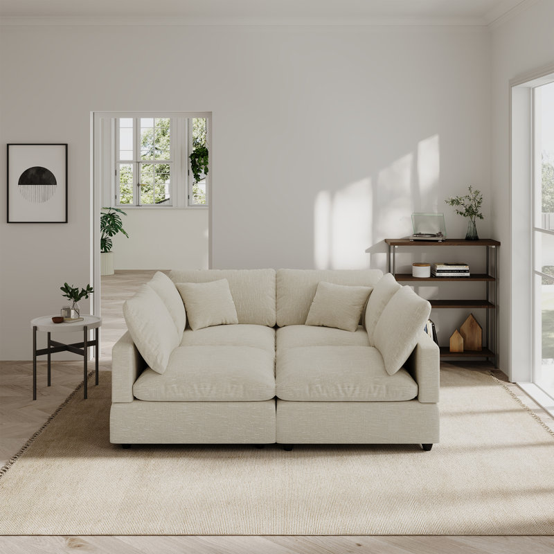  Nyjae 67'' Upholstered Sofa, Cloud Sofa, 4 Seat Sectional Sofa Couch Modular  Sofa for Living Room Apartment, Beige