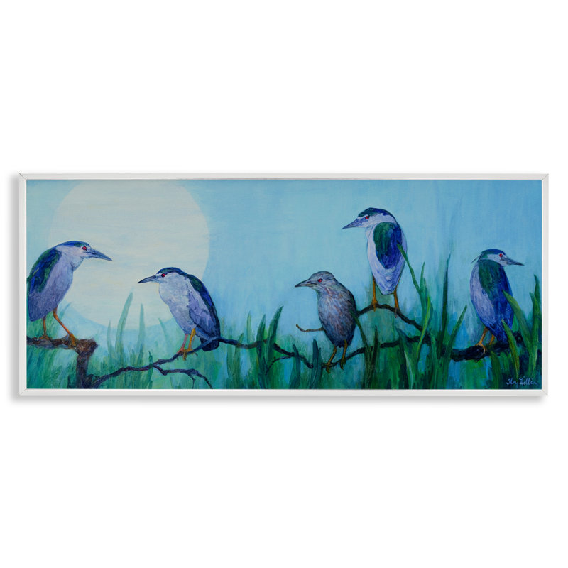 «Night Herons & Moon», estampe numérique, conception de Floy Zittin, H 10 po x l 24 po